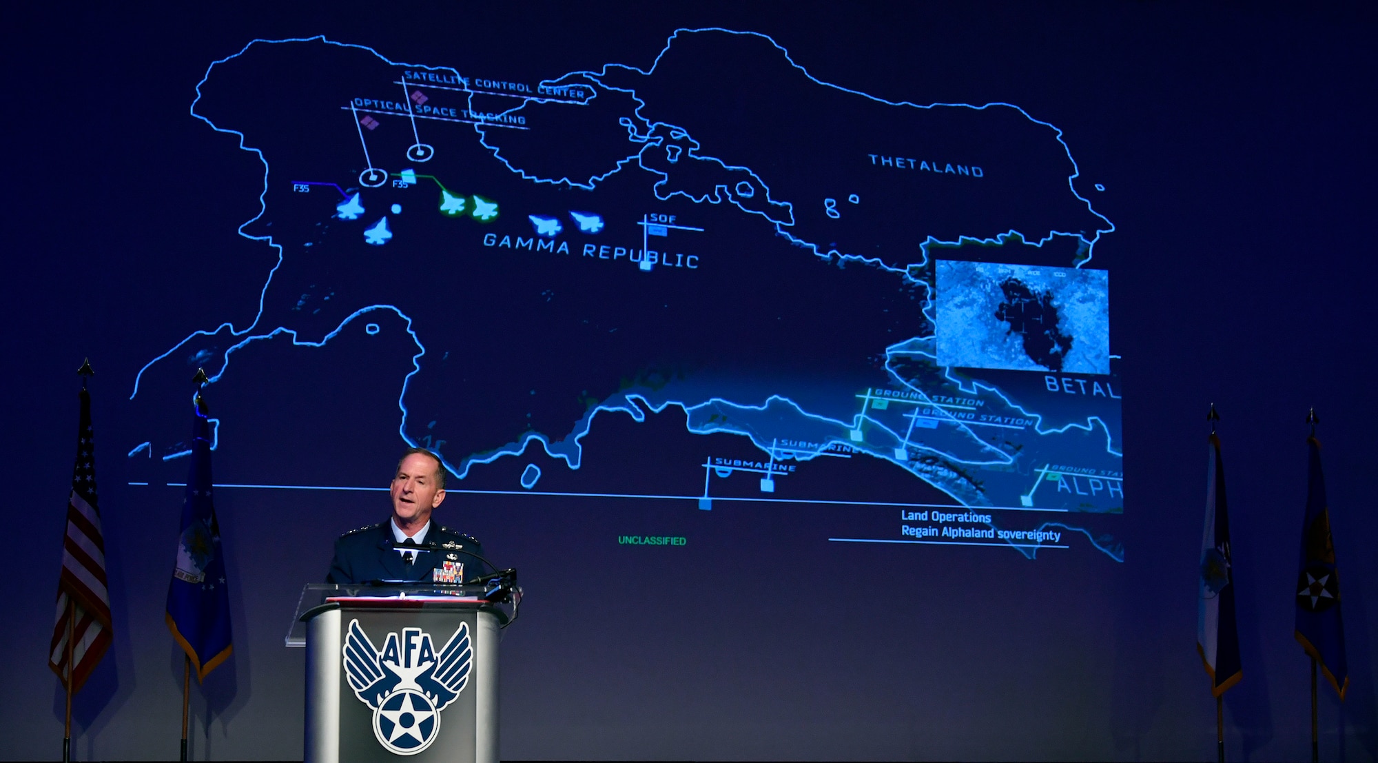 CSAF delivers a State of the Air Force speech during AFA