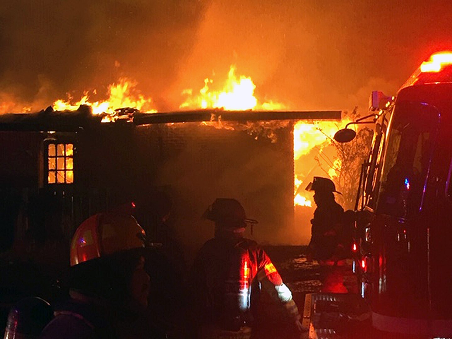 Firefighters from Joint Base San Antonio-Fort Sam Houston assist firefighters from the City of Windcrest in November 2019. In 2019, JBSA Fire Emergency Services assisted with 14 off-base emergency calls.