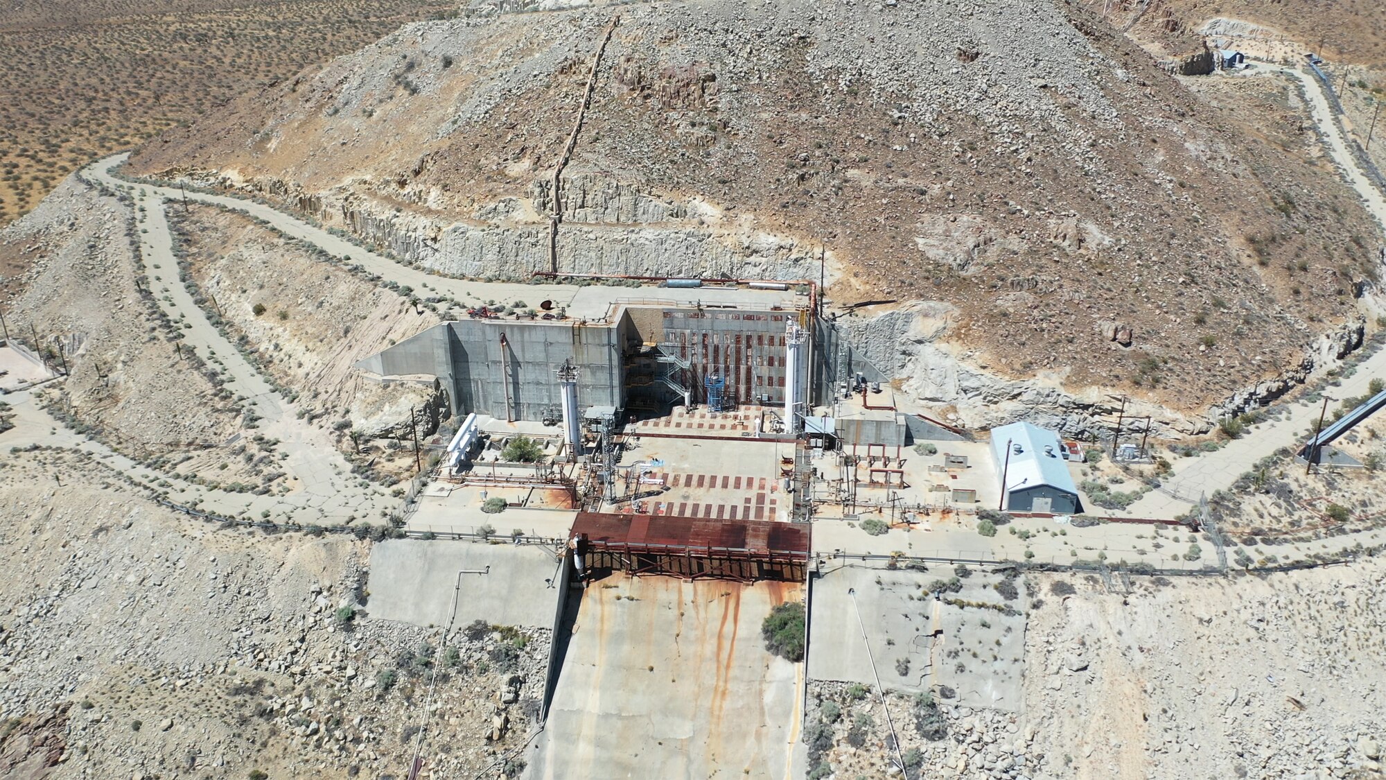 The High Thrust Rocket Research facility at Edwards Air Force Base, California, is one of only four stands in the United States capable of 10 million pounds of thrust. The facility has tested programs such as Big Dumb Booster, High Thrust, Space Shuttle Alternative 1969-1971, and Super Hippo 1976-1979. (Courtesy photo)