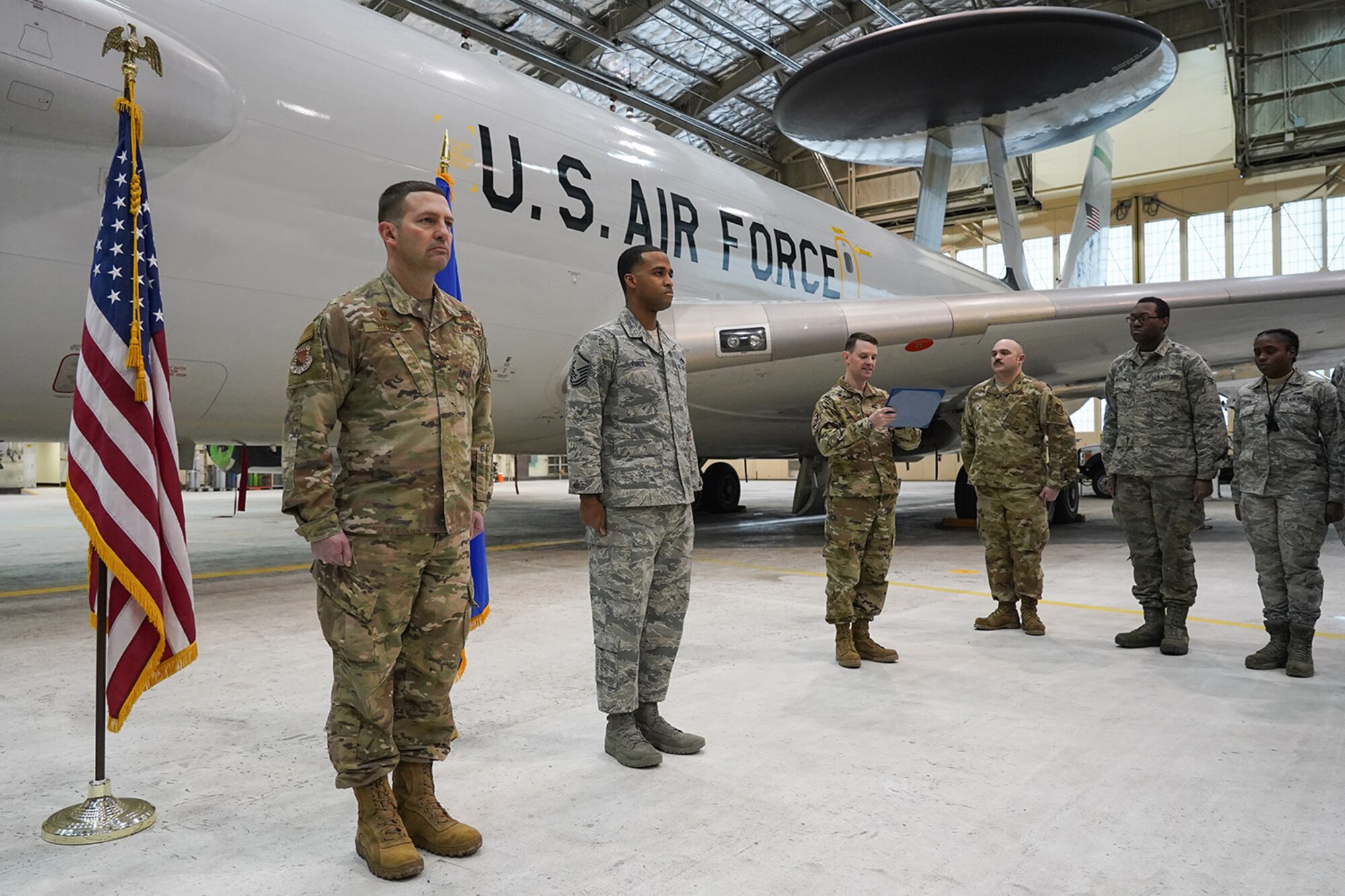 Air Force Master Sgt. Jehu Forte, assigned to the 703rd Aircraft Maintenance Squadron, is awarded the Bronze Star Medal for meritorious service.