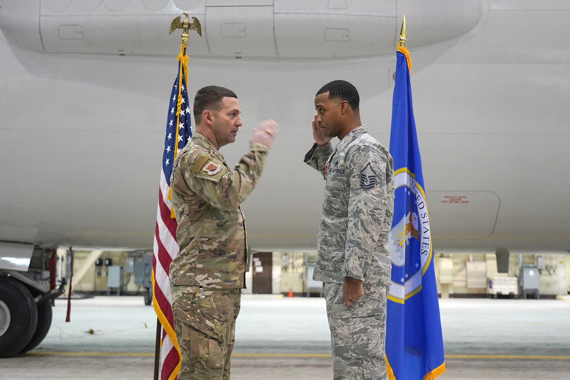Air Force Master Sgt. Jehu Forte, assigned to the 703rd Aircraft Maintenance Squadron, is awarded the Bronze Star Medal for meritorious service.