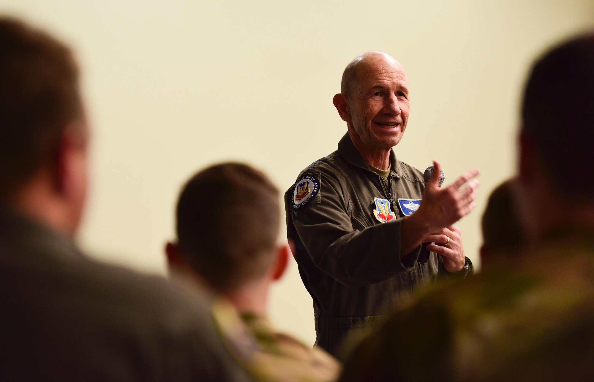 General Mike Holmes speaks to a crowd at Creech Air Force Base.