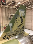 The vertical tail of the new 173rd Fighter Wing flagship bears an image of Lt. David R. Kingsley, who posthumously received the Medal of Honor for heroism during World War II. Kingsley Field in Klamath Falls, Ore., was named after the Oregon native in 1957, and the paint scheme on this aircraft pays homage to his memory.