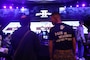A U.S. Marine recruiter converses with an attendee during Ultimatum II, a Smash Ultimate Tournament hosted by Esports Stadium Arlington, in Arlington, Texas, December 27.
