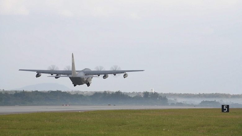 A U.S. Air Force MC-130J Commando II from the 17th Special Operations Squadron takes off during Exercise WestPac Rumrunner Jan. 10, 2020, at Kadena Air Base, Japan. The 18th Wing, the largest combat wing in the U.S. Air Force, stands ready to cooperate with the regional partners to enhance readiness and lethality for our allies. (U.S. Air Force Photo by Airman 1st Class Rebeckah Medeiros)