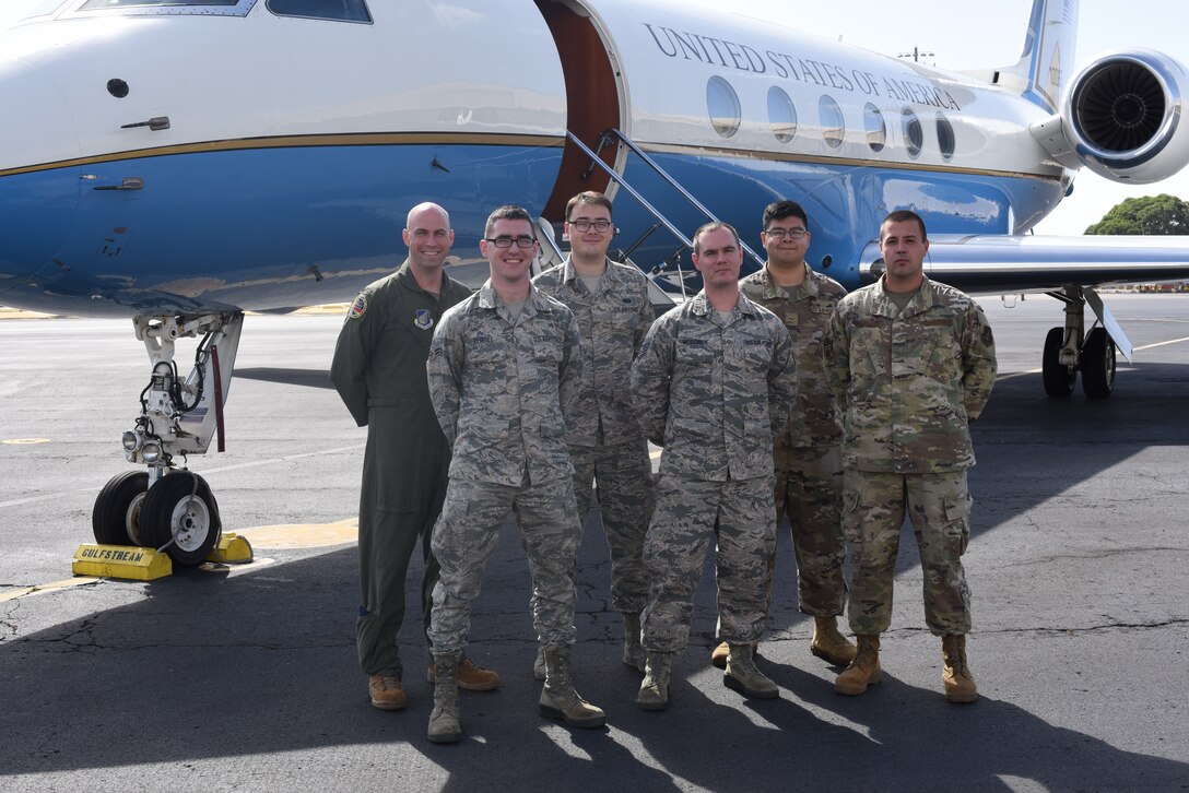 Airmen from the 65th Air and Space Communication Shop and 747th Communications Squadron flew on a 65th Airlift Squadron local flight to see one of the missions they support at Joint Base Pearl Harbor-Hickam, Hawaii, Jan. 8, 2020. The mission of the 65th Airlift Squadron would not be possible without support from the 56th Air and Space Communication Shop and 747th Communications Squadron.