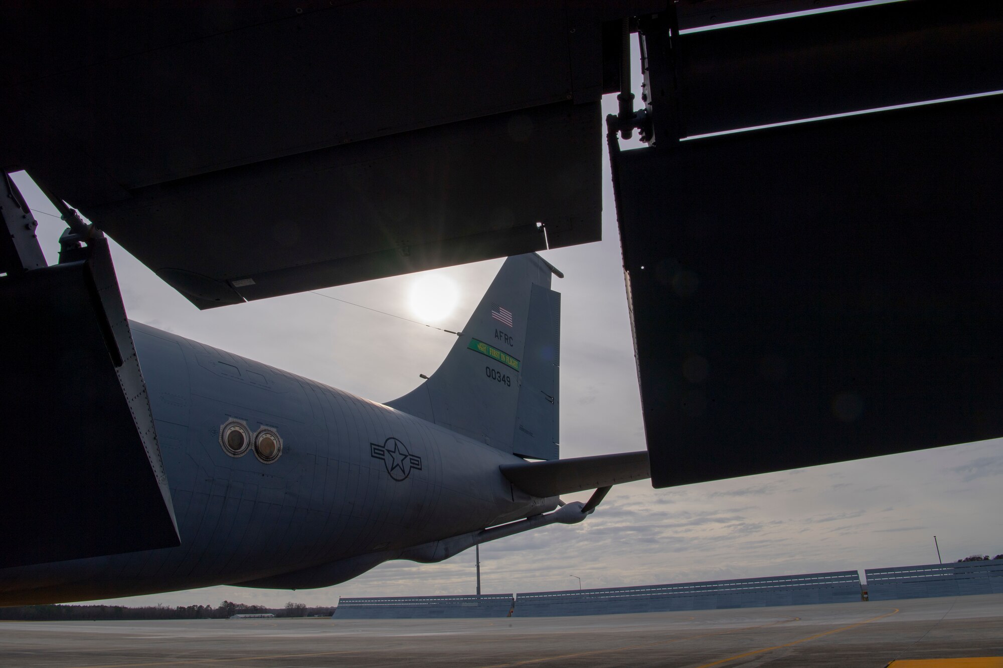 The first KC-135 Stratotanker to be acquired by the 916th Air Refueling Wing (ARW) and the last to be divested from the 916 ARW, sits on the flightline of Seymour Johnson Air Force Base, North Carolina, Jan. 10, 2020. (U.S. Air Force photo by Staff Sgt. Mary McKnight)