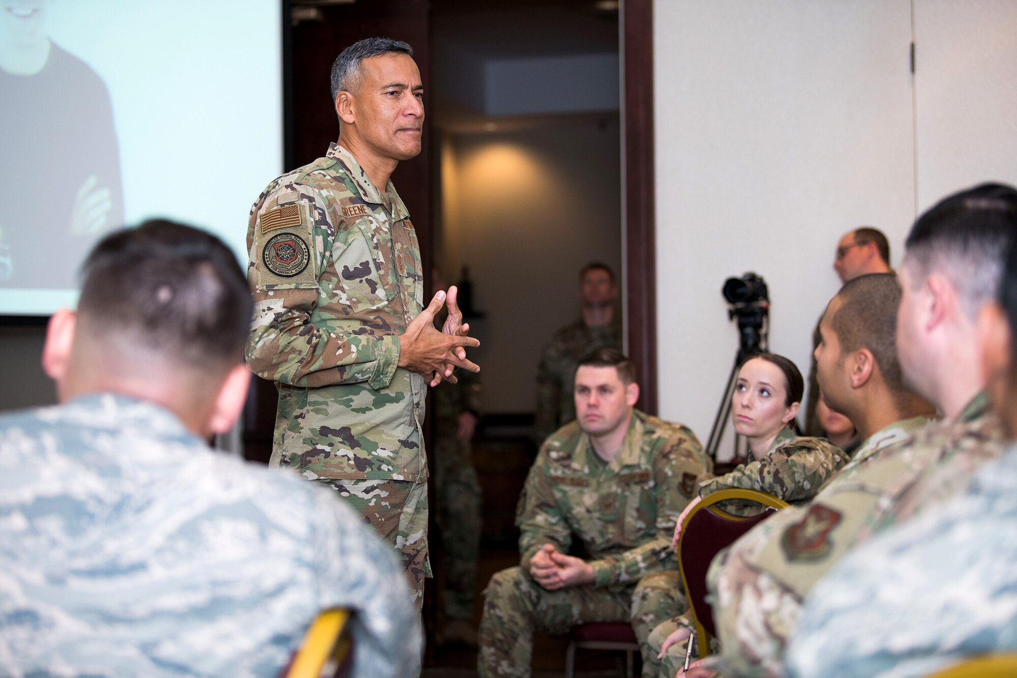 Chief Master Sgt. Terrence Greene, Command Chief, Air Mobility Command was the guest speaker during Operation BOLD held at the 349th Air Mobility Wing, Travis Air Force Base, Calif., January 10, 2020.