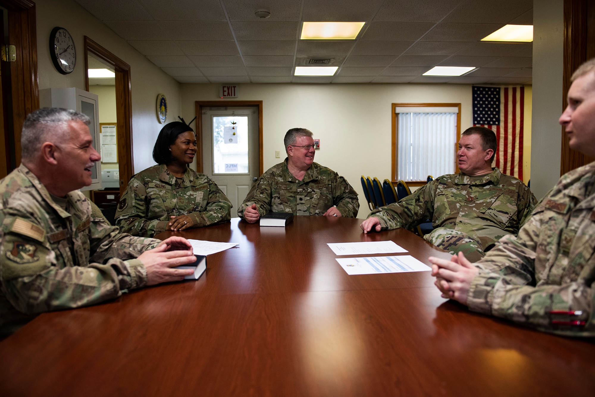 Lt. Col. Mark McDaniel, 10th Air Force chaplain liaison, visits 919th Special Operations Wing members, Jan. 11, 2020, Duke Field Chapel, Duke Field, Fla.