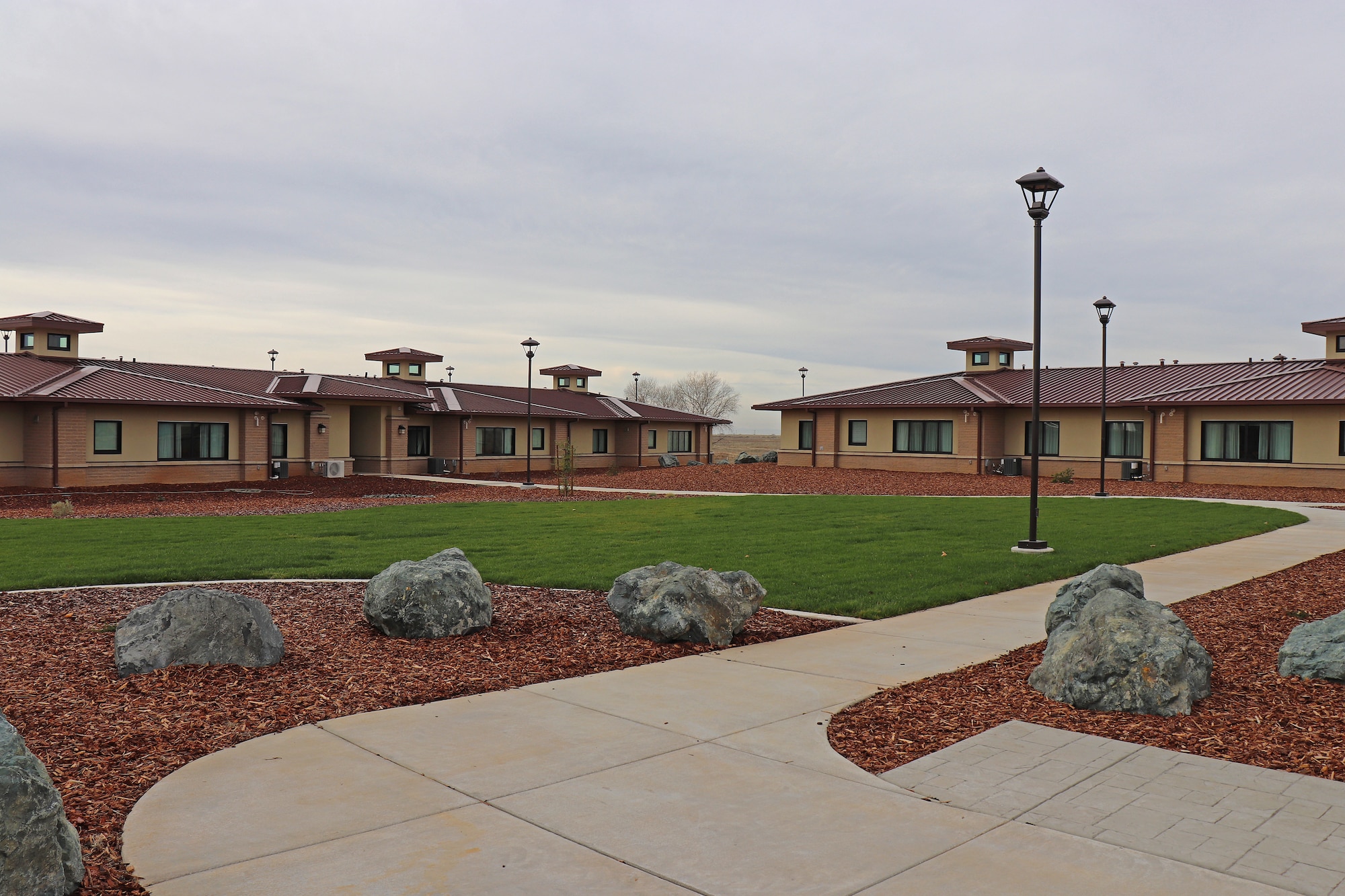 Exterior view of the new Beale Air Force Base, California, temporary lodging facility.