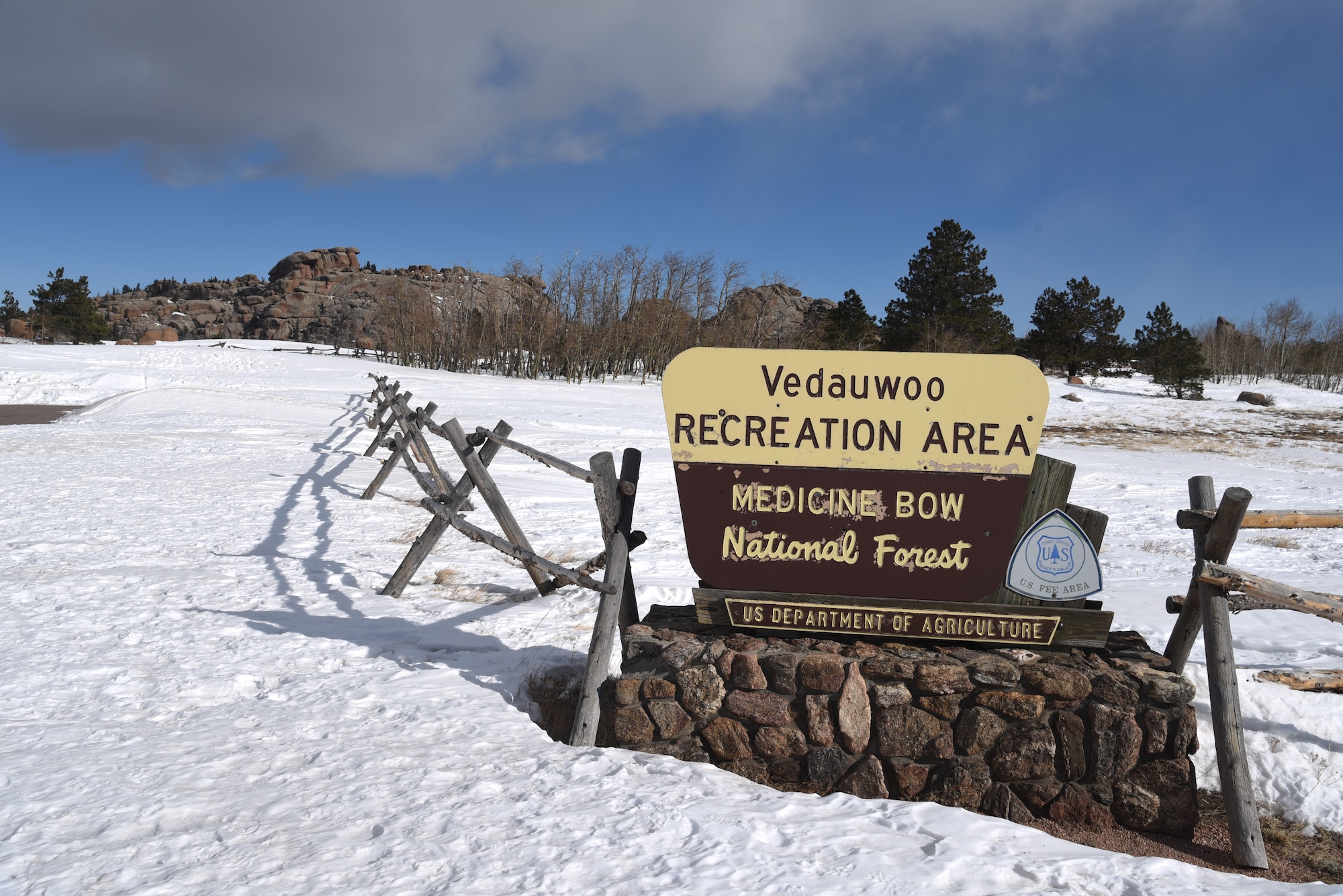 At the entrance to Vedauwoo Recreation Area in Medicine Bow National Forest. (U. S. Air Force photo by Glenn S. Robertson)