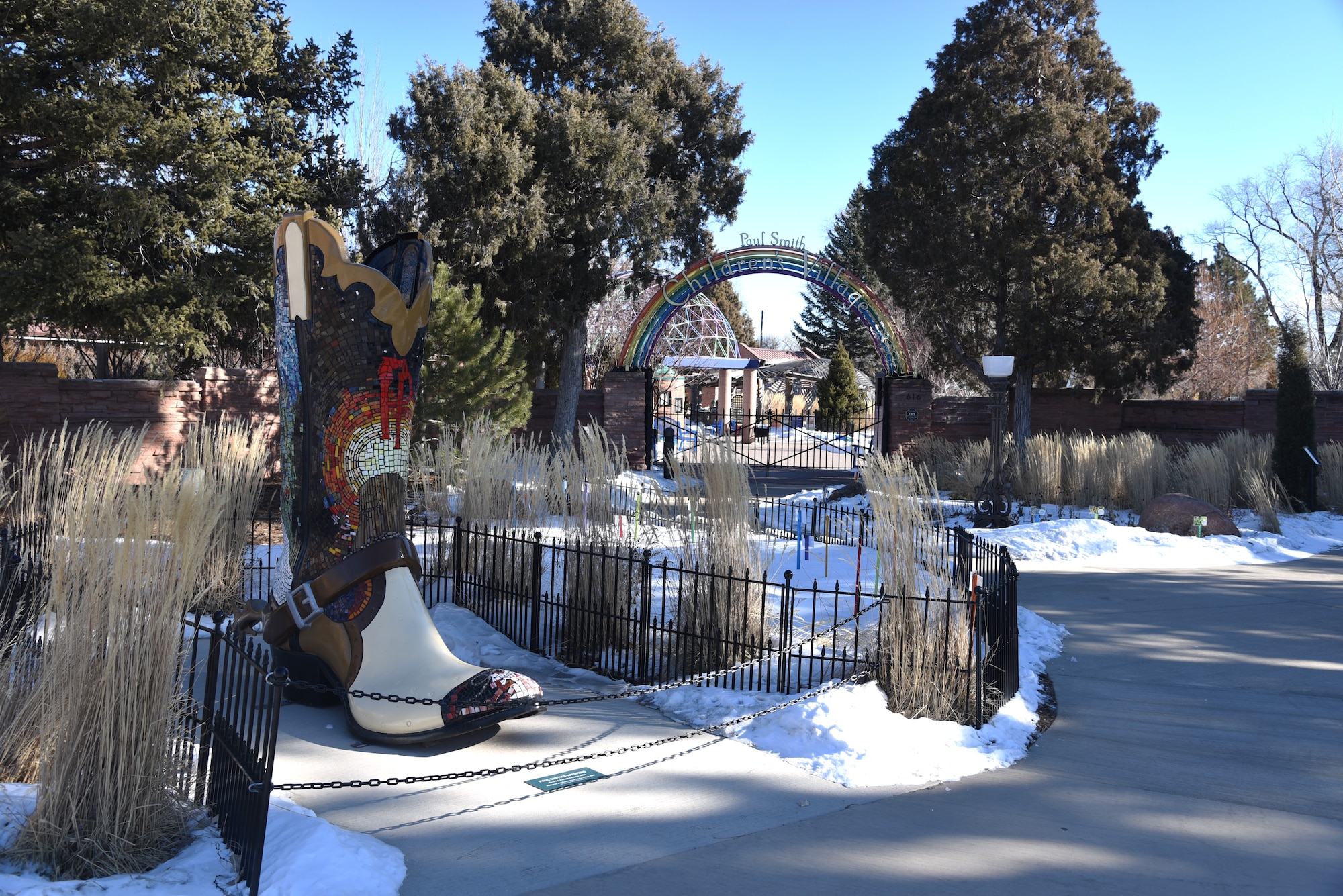 Boot tour art in front of the Children's Village at the Cheyenne Botanical Garden. (U. S. Air Force photo by Glenn S. Robertson)