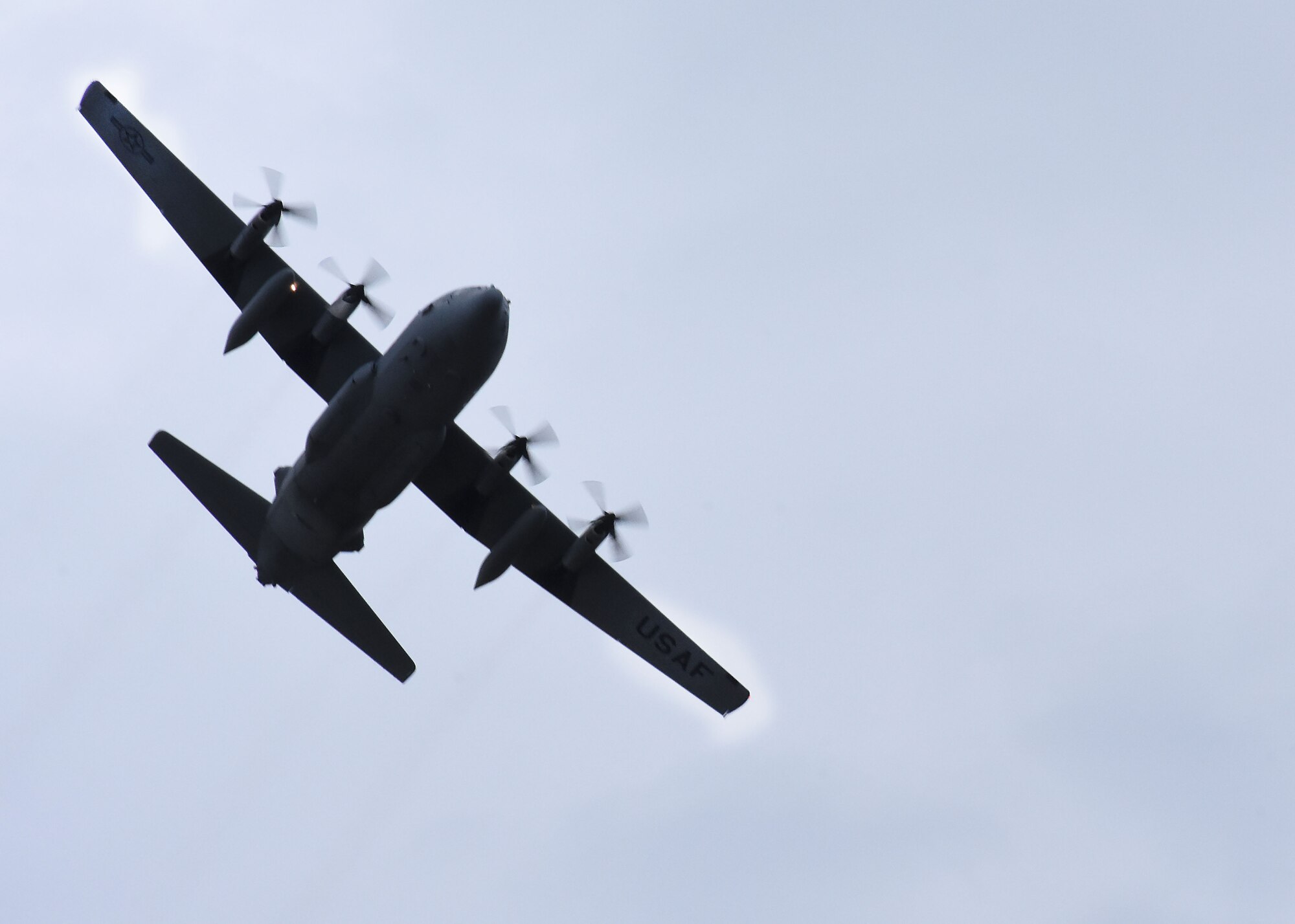 C-130's from the 908th Airlift Wing return to Maxwell Air Force Base. The planes temporarily relocated earlier last week as part of the weather evacuation plan. (U.S. Air Force photo by Senior Airman Max Goldberg)