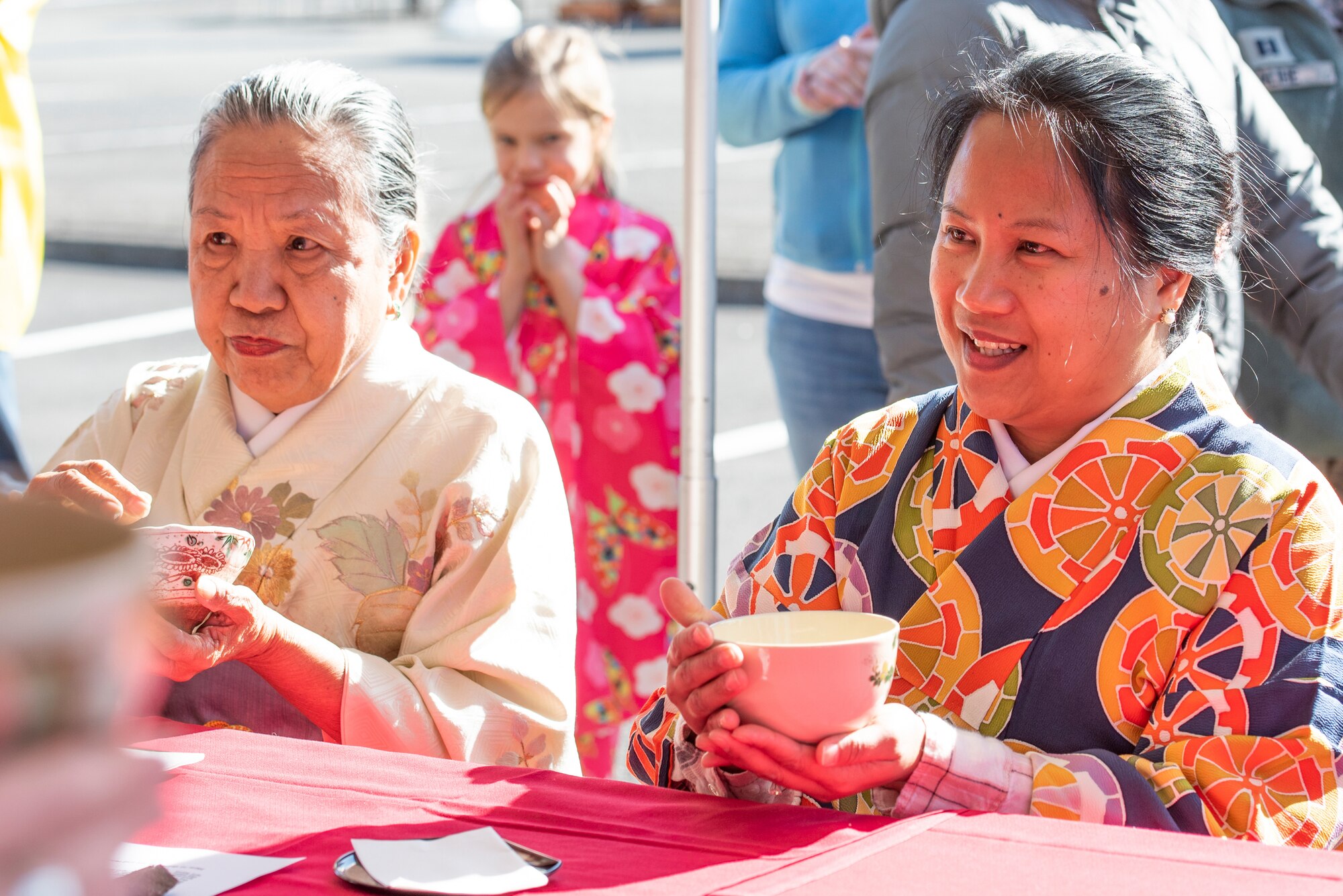 Members of Team Yokota experience Sado, the Japanese traditional tea ceremony, during the New Year Fest hosted by the Japanese Welfare Association, Jan.10, 2020, at Yokota Air Base, Japan