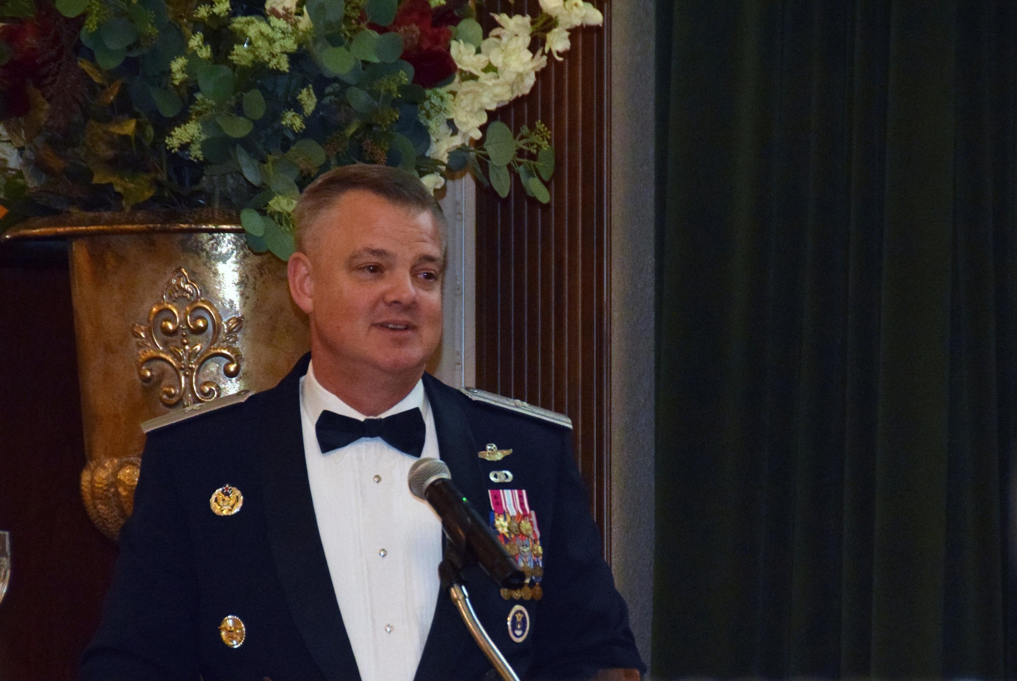 Brig. Gen. D. Scott Durham, Air Force Recruiting Service deputy commander, provides the key note speech at the wing annual awards banquet Jan. 11, 2020 at the Gateway Club at Joint Base San Antonio-Lackland, Texas.