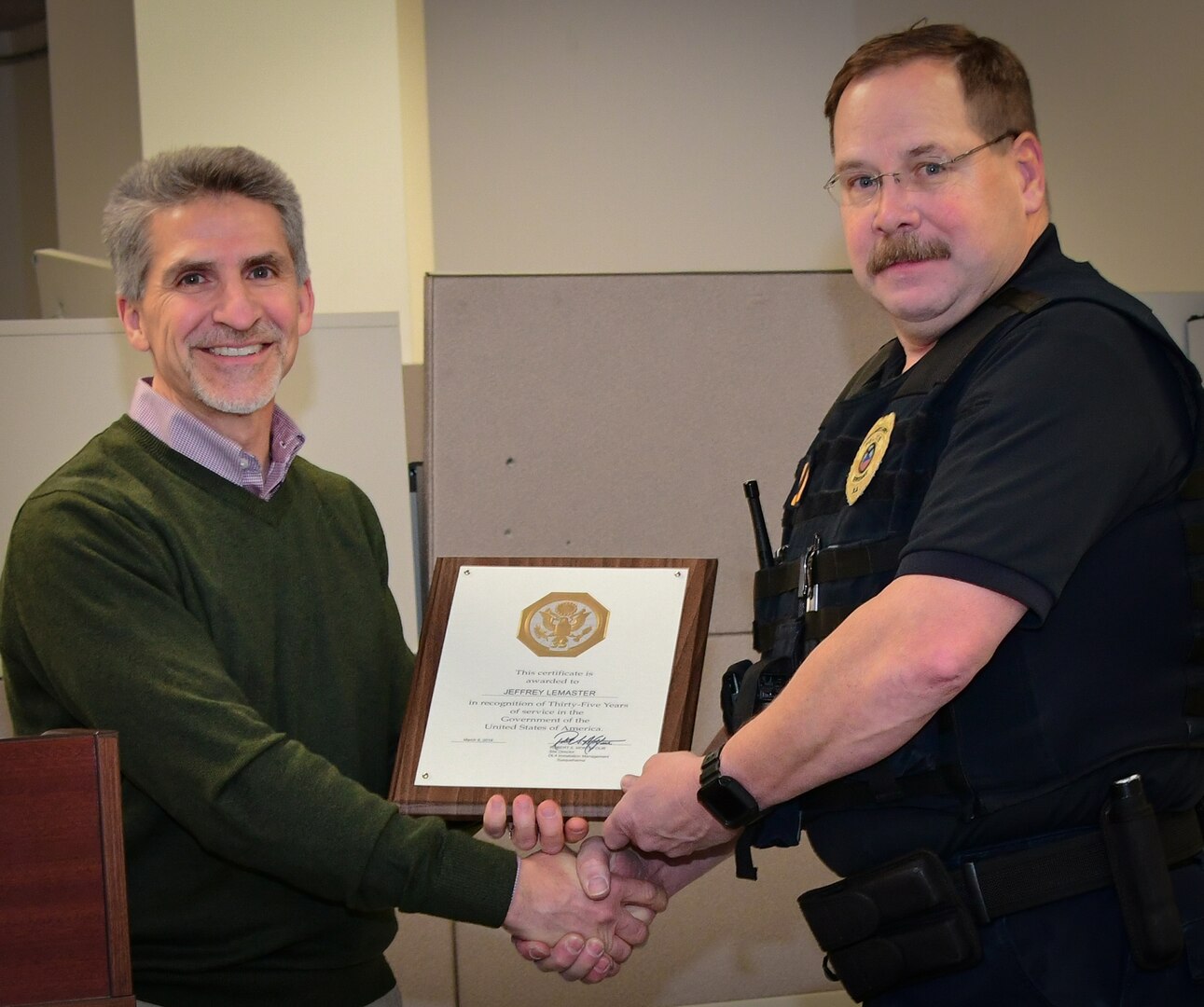 DLA Susquehanna police officer receives recognition for 35 years of service
