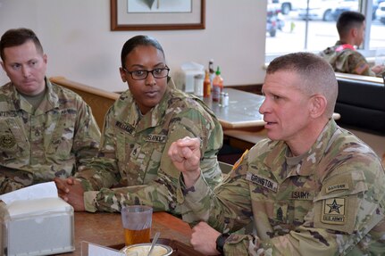 Sgt. Maj. of the Army Michael Grinston visited the U.S. Army Medical Center of Excellence at Joint Base San Antonio-Fort Sam Houston Jan. 15. He had the opportunity to meet with Soldiers at the Slagel Dining Facility, followed by a briefing with senior NCOs and subject matter experts on the accreditation process of the different medical military occupational specialties at the MEDCoE. Grinston also had a working lunch with Soldiers attending the Senior Leaders Course at the Army Medical Department NCO Academy Institution of Excellence.