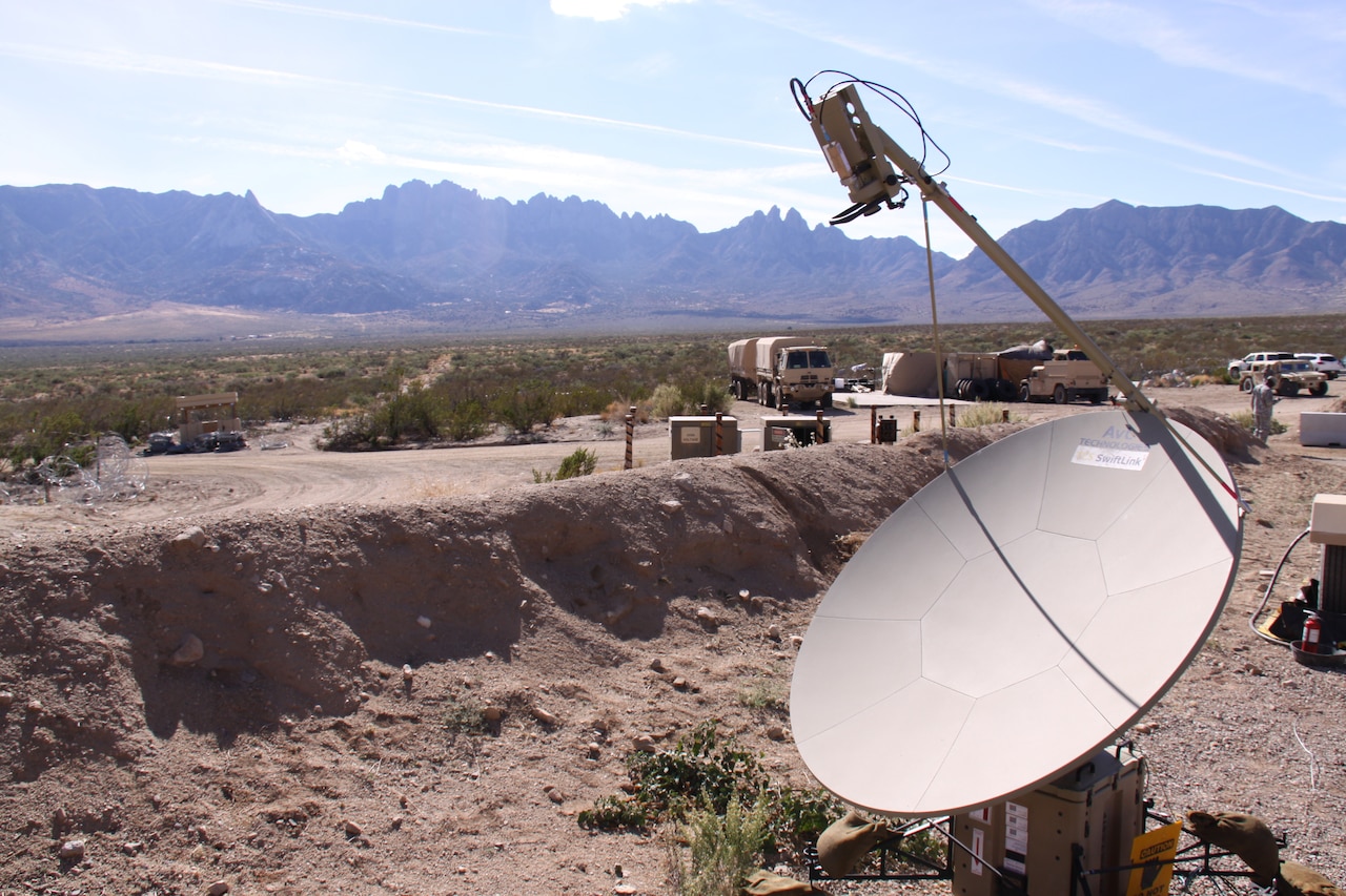 Antenna set up in desert