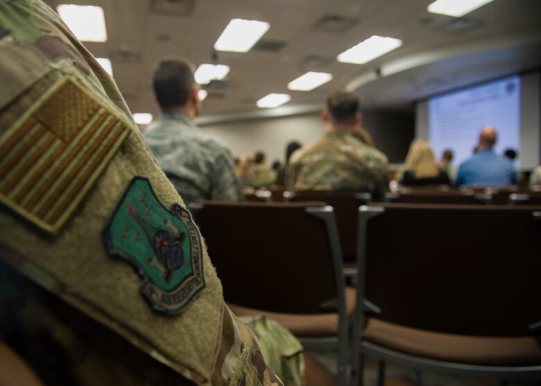 Headquarters Air Reserve Personnel Center hosted Air Force Board Agency teams to provide a how-it-works briefing to members of both HQ ARPC and the base who are involved in transactions that go before boards. (U.S. Air Force photo by Master Sgt. Leisa Grant/Released)