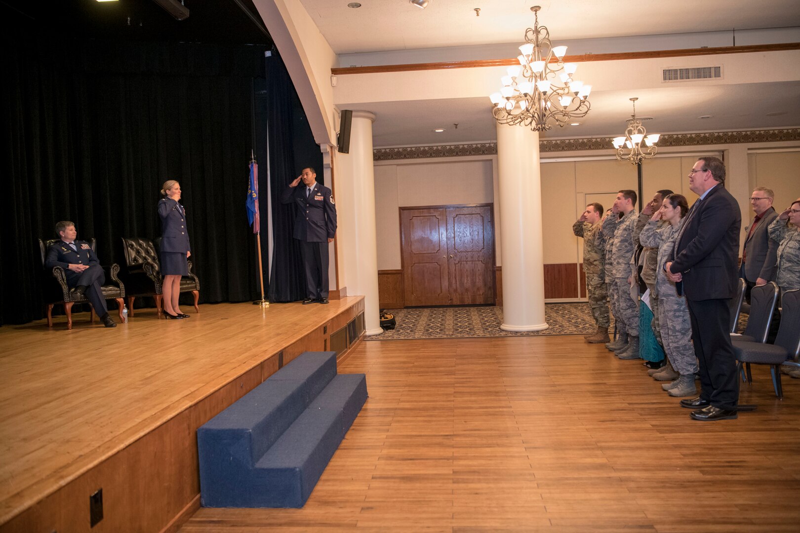 The men and women of the 1st Manpower Requirements Squadron rendered a final salute to their commander, Lt. Col. Jessica Corea, during the inactivation ceremony Jan. 9, 2020, at Joint Base San Antonio-Randolph, Texas. Through its existence, the squadron earned two Air Force Outstanding Unit awards and four Air Force organizational excellence awards.