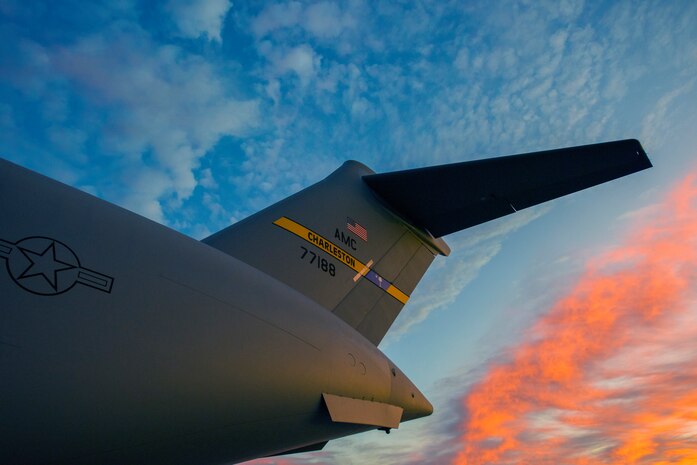 A C-17 sits on the flight line waiting for repairs from members of the 437th Aircraft Maintenance Squadron Jan. 7, 2020, at Joint Base Charleston, S.C