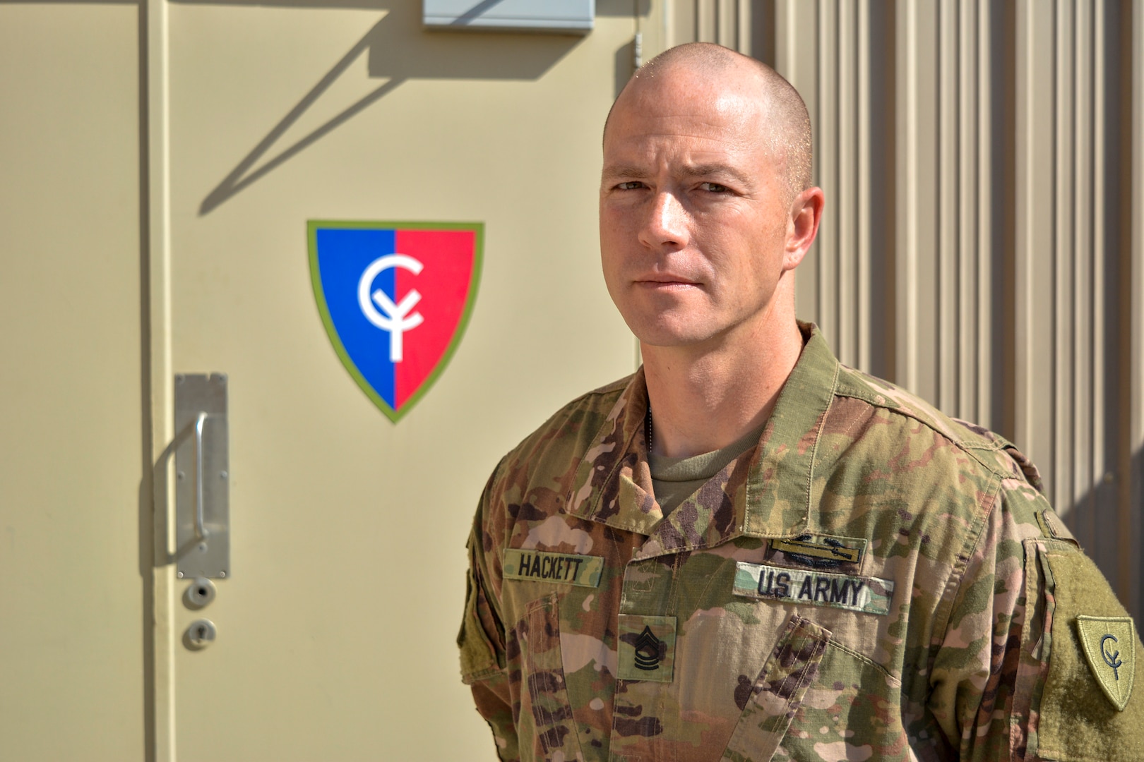 Indiana National Guard Master Sgt. Zachery Hackett, a 38th Infantry Division senior infantry sergeant from Fort Wayne, Indiana, serving as the unit’s future operations noncommissioned officer in charge, poses for a photo, Friday, Jan. 10, 2020 in the Middle East. Hackett, one of more than 600 National Guard soldiers who departed the Hoosier State in May, helps support the U.S. Army Central’s Task Force Spartan in southwest Asia. "The biggest challenges we face are the management and planning of major events Task Force Spartan in a 15- to 45-day time frame," said Hackett. "This can be challenging because of the size of formations that fall under us." Photo by Sgt. 1st Class Darron Salzer