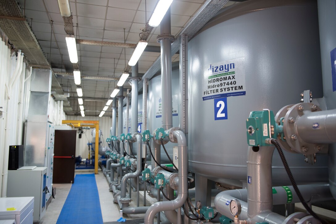 The water treatment plant is seen here after extensive cleaning Jan. 15, 2020, at Incirlik Air Base, Turkey. The facility was able to resume normal operations after pumps and electronics were dried and repaired. (U.S. Air Force photo by Senior Airman Trevor Gordnier)