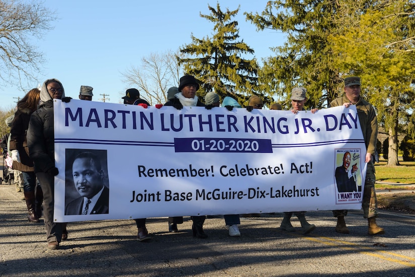 Members march during an MLK Jr. event.