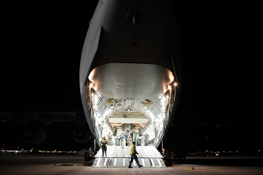 An aircraft is being loaded.