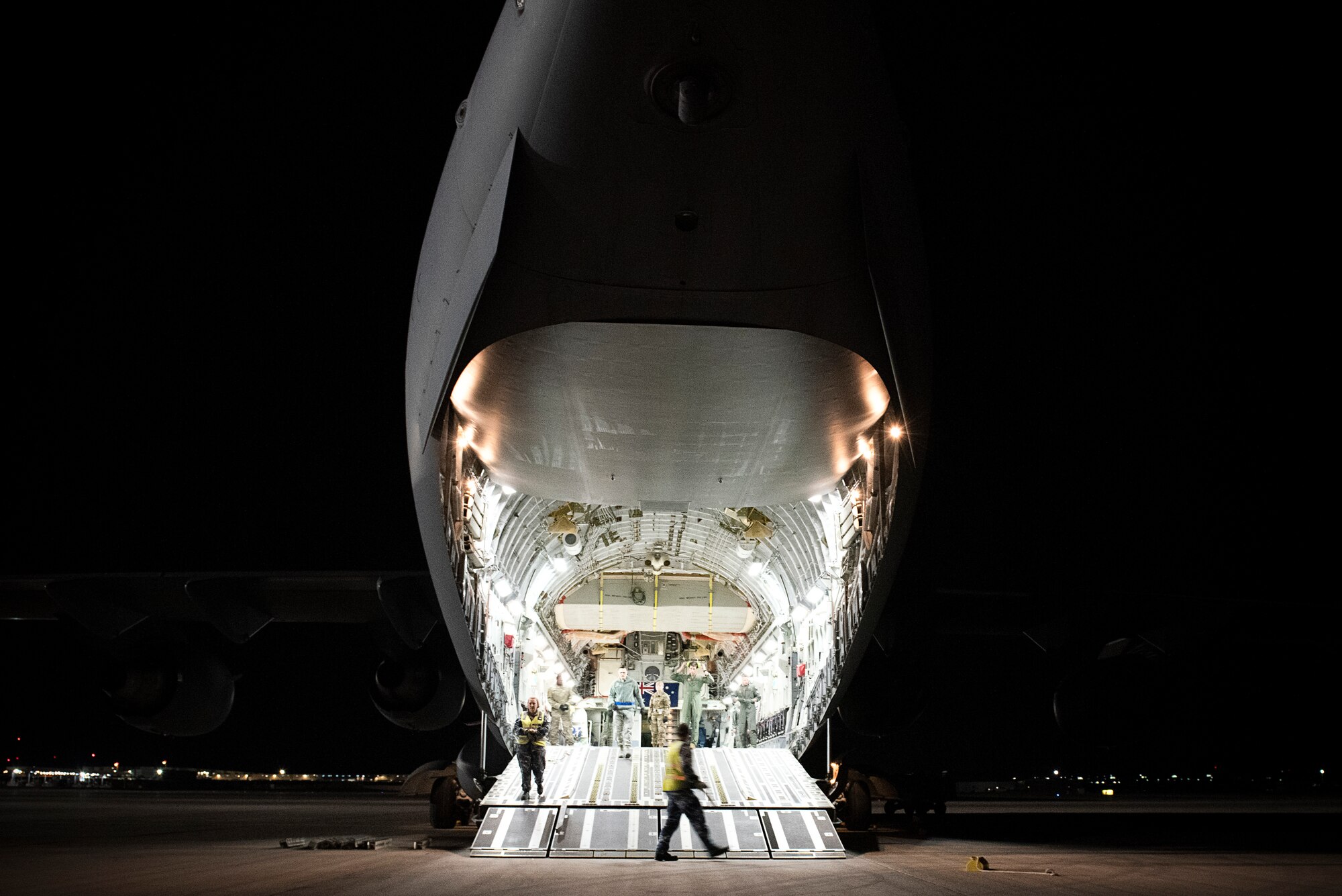 An aircraft is being loaded.