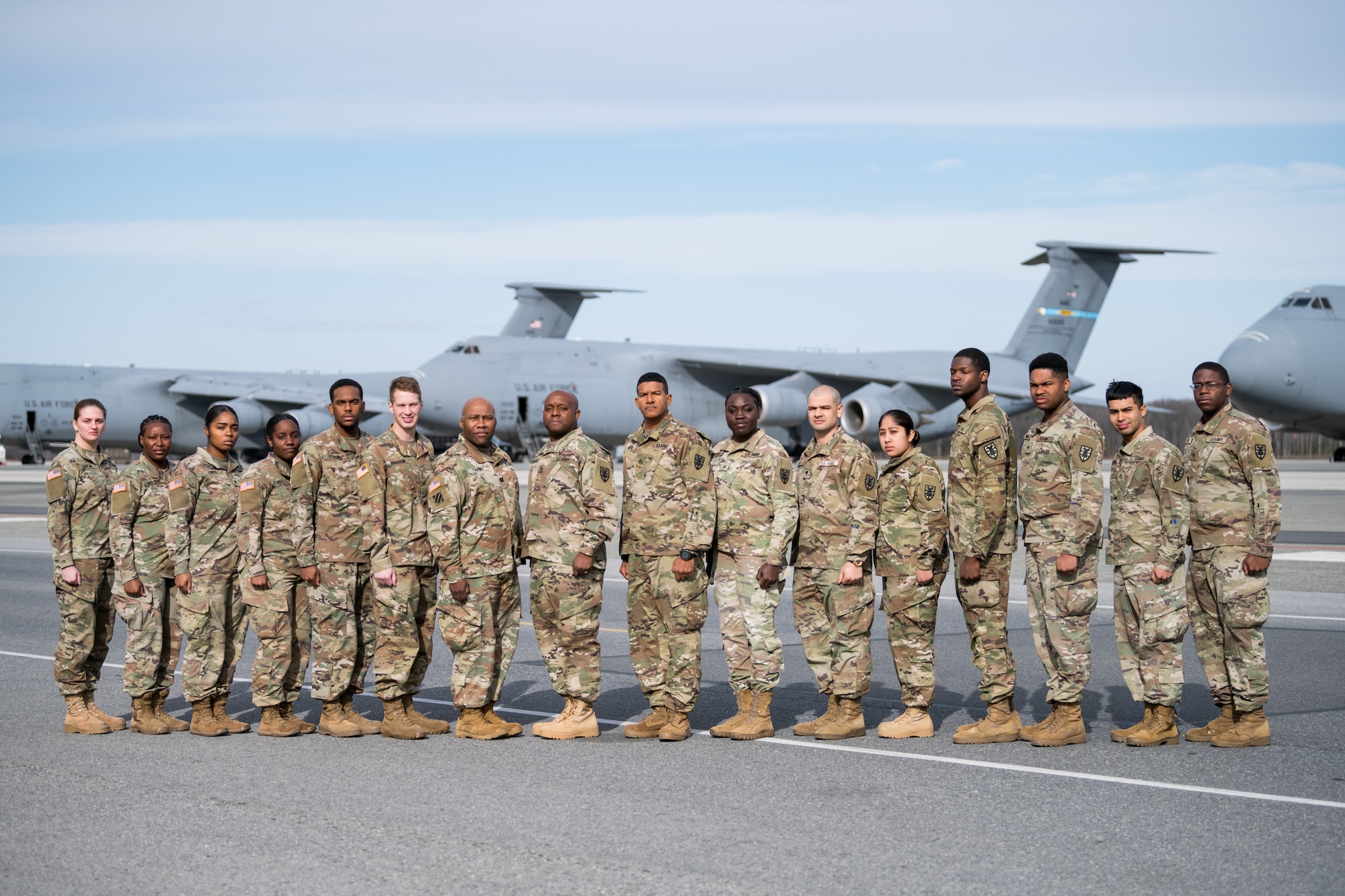 Members of the Army’s 622nd Movement Control Team, Joint Base Langley-Eustis, Va., pose for a photo Jan. 10, 2020, on Dover Air Force Base, Del. Sixteen members from the 622nd MCT came to Dover AFB for cargo and personnel processing training. (U.S. Air Force photo by Roland Balik)