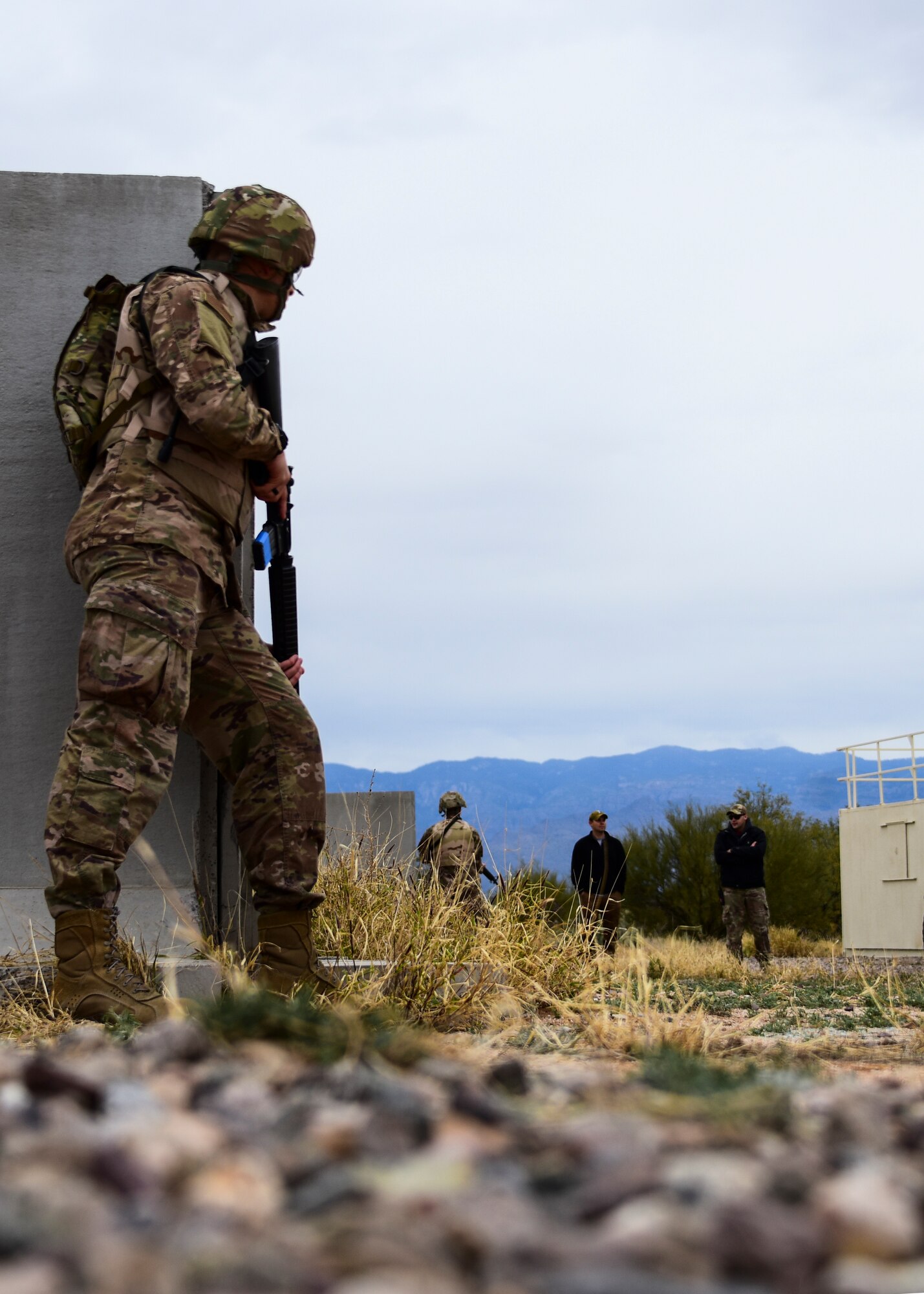 Airman stands guard during training exercise