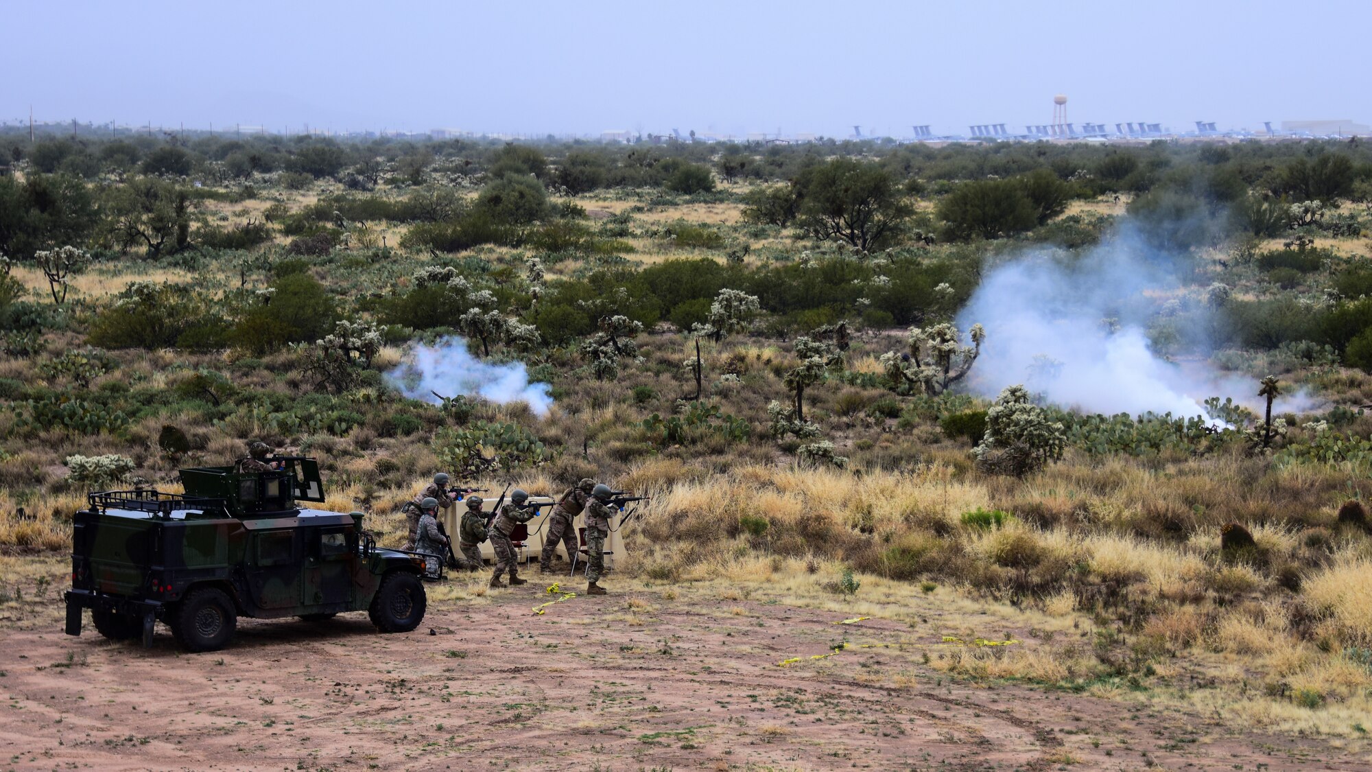 Airmen fight off simulated opposition forces