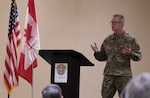 General O'Shaughnessy speaks to community members