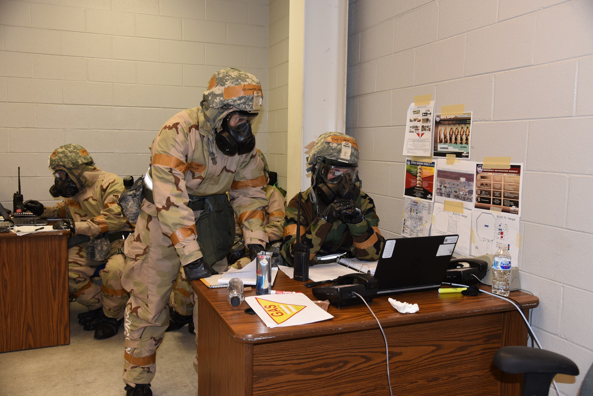 Reserve Citizen Airmen from the 403rd Wing put their military training to the test during an enhanced training exercise called Operation Southern Comfort Jan 13-16, 2020, which took place at the Mississippi National Guard Combat Readiness Training Center, Gulfport, Mississippi and Camp Shelby, Hattiesburg, Mississippi. This training exercise was created with the intent to observe these Airmen perform their job duties in a simulated wartime environment. The Airmen were given tasks that they may encounter to include simulated chemical attacks, threats, air and ground attacks. These "attacks" were designed to see how they react, if they react correctly and how long it takes to react; which determines if they received the proper training and that they understand the training. (U.S. Air Force photo by Master Sgt. Jessica Kendziorek)