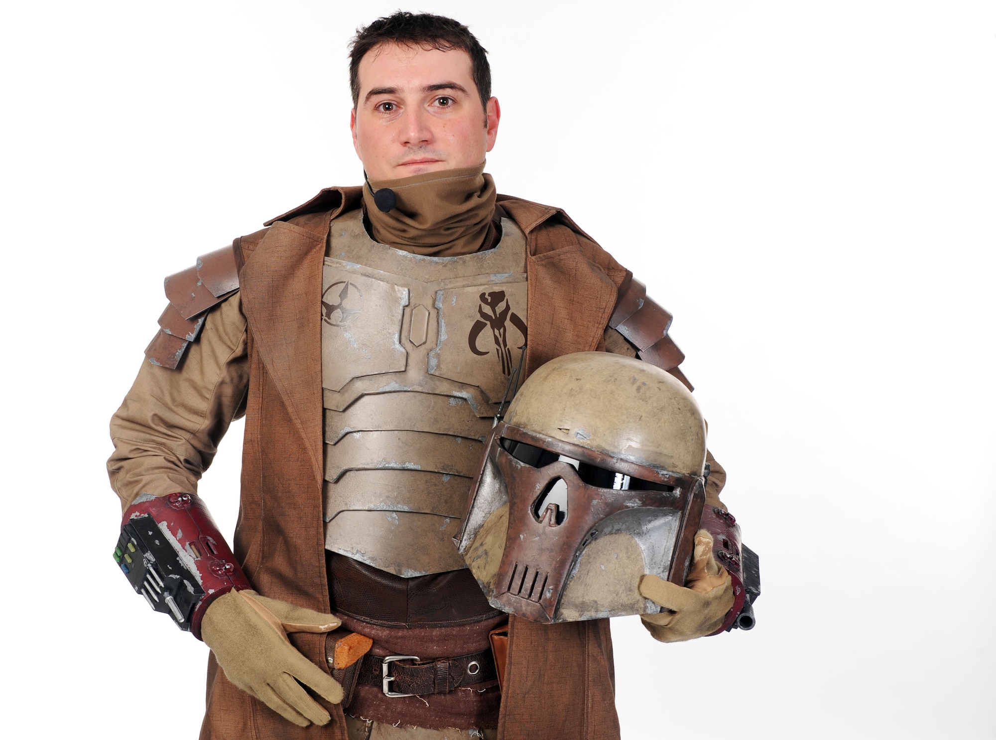 Tech. Sgt. Sean Neri, 341st Security Forces Support Squadron vehicle readiness center NCO-in charge, poses in his custom-made Mandalorian suit Jan. 15, 2020, at Malmstrom Air Force Base, Mont.