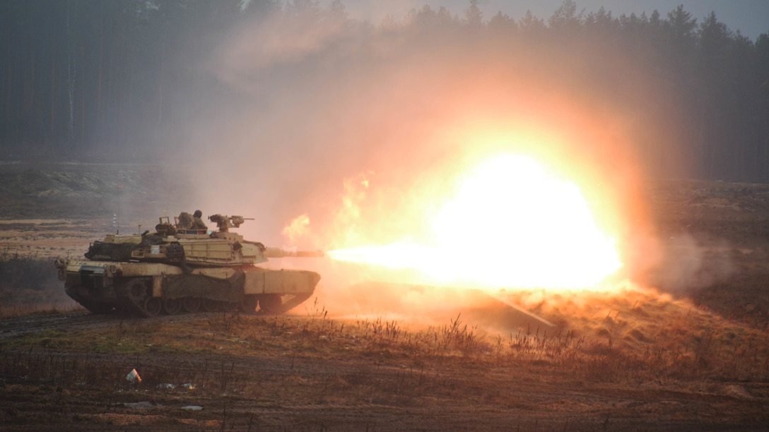 A tank fires.