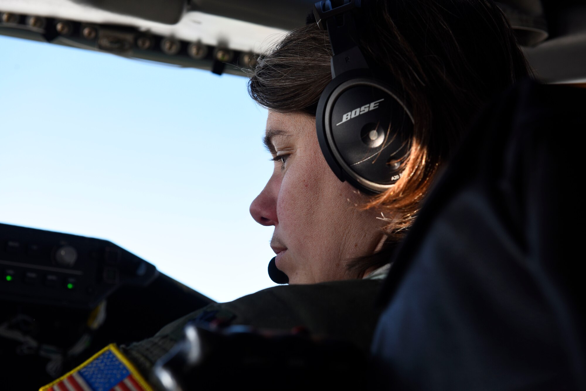 U.S. Air Force Lt. Col. Cindy Dawson, 97th Air Refueling Squadron commander, monitors aircraft instruments during the first mission for the 97th ARS as a squadron over the skies of Washington, Jan. 13, 2019. With success of the 97th ARS’ first mission as a squadron, Team Fairchild can expand its Global Reach mission, enhancing its lethality and capabilities as the world’s largest air refueling wing. (U.S. Air Force photo by Senior Airman Lawrence Sena)