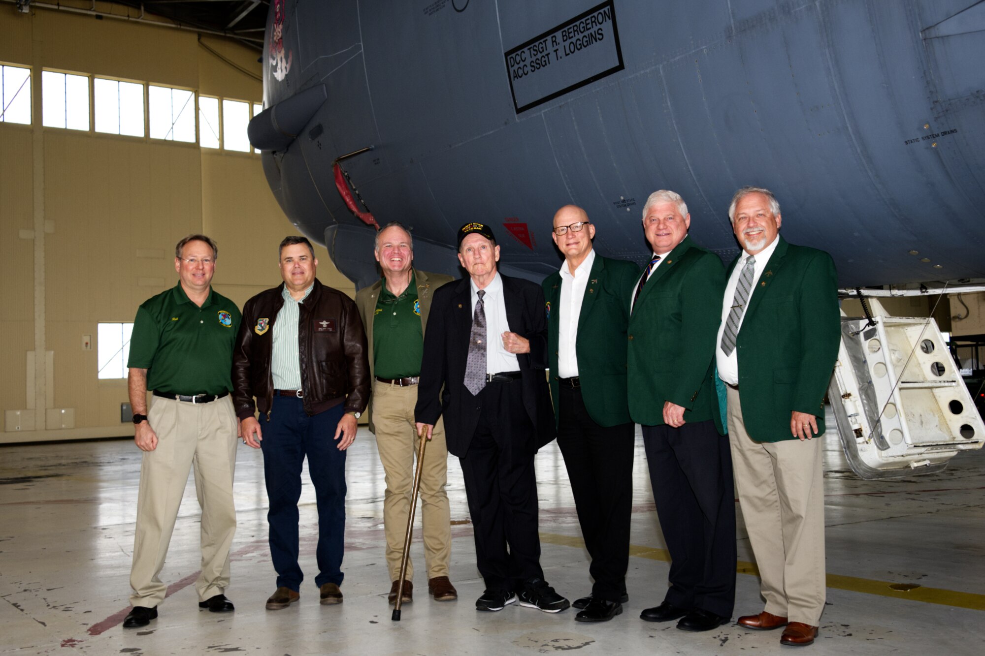 Members of Operation Senior Surprise posing outside a B-52