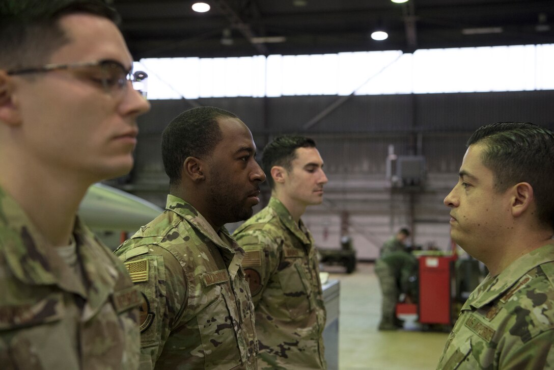 The competition consisted of a three-part evaluation including dress and appearance, a multiple choice test on munitions and aircraft parts, and a timed evaluation of loading munitions onto an F-16 Fighting Falcon