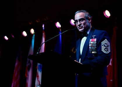 Senior Enlisted Advisor to the Chairman of the Joint Chiefs of Staff Ramón “CZ” Colón-López speaks during the California Military Department Service Member of the Year Banquet Jan. 18, 2020, in San Diego. The banquet recognized the best enlisted Soldiers, Airmen and Sailors in the California Army National Guard, California Air National Guard and California State Guard.