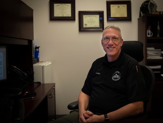 The 50th Civil Engineer Squadron welcomed a new emergency management flight chief who will supervise daily operations to ensure the flight performs at a high-level. 
The new flight chief, Steven Reed, worked in the career field for more than 30 years, and retired from the Air Force as a chief master sergeant. (U.S. Air Force photo by Airman 1st Class Jonathan Whitely)