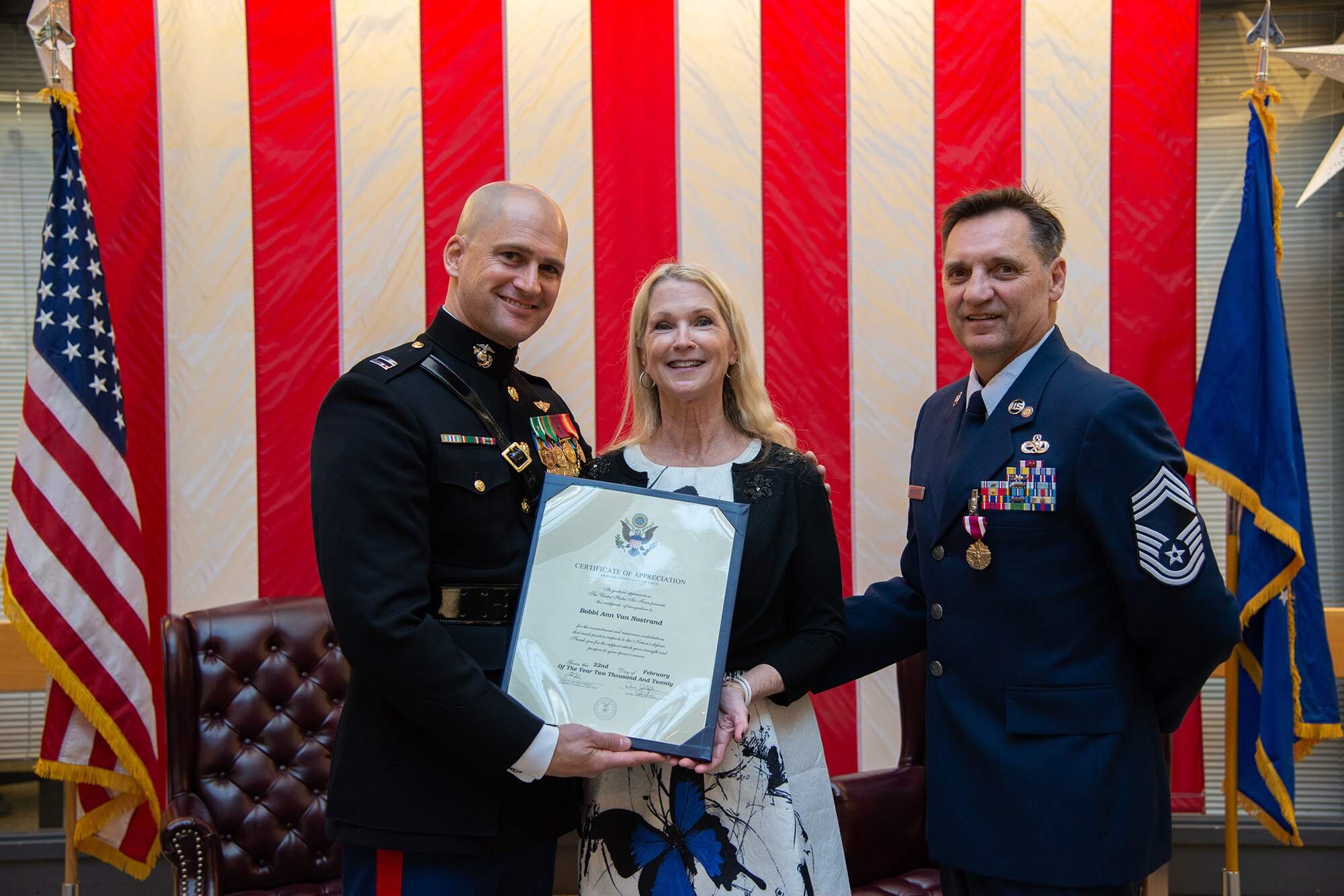 Chief Master Sgt. James Van Nostrand, 349th Maintenance Squadron, retires after more than 37 years of service during a ceremony Jan. 12, 2020