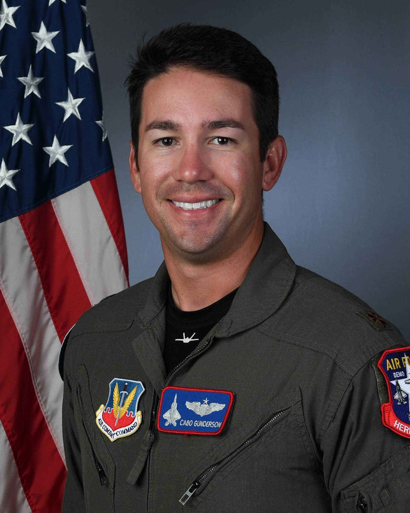 U.S. Air Force Maj. Josh Gunderson takes over as the new F-22 Demonstration Team pilot and commander, Jan. 21, 2020, Joint Base Langley-Eustis, Va. Gunderson, who goes by the callsign “Cabo,” will lead the 14-member demo team for both the 2020 and 2021 show seasons.