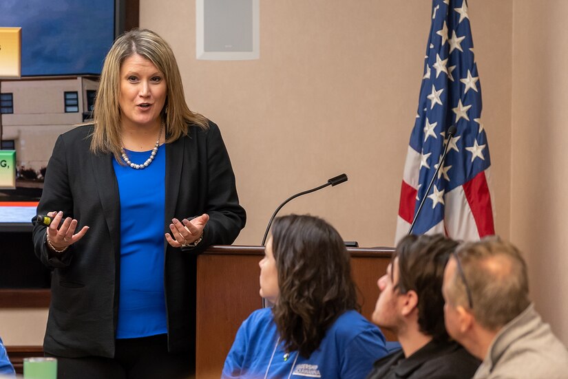 Photo of Kristyn Smith briefing Northeastern Pennsylvania's Leadership Lackawanna Core Program Class of 2020