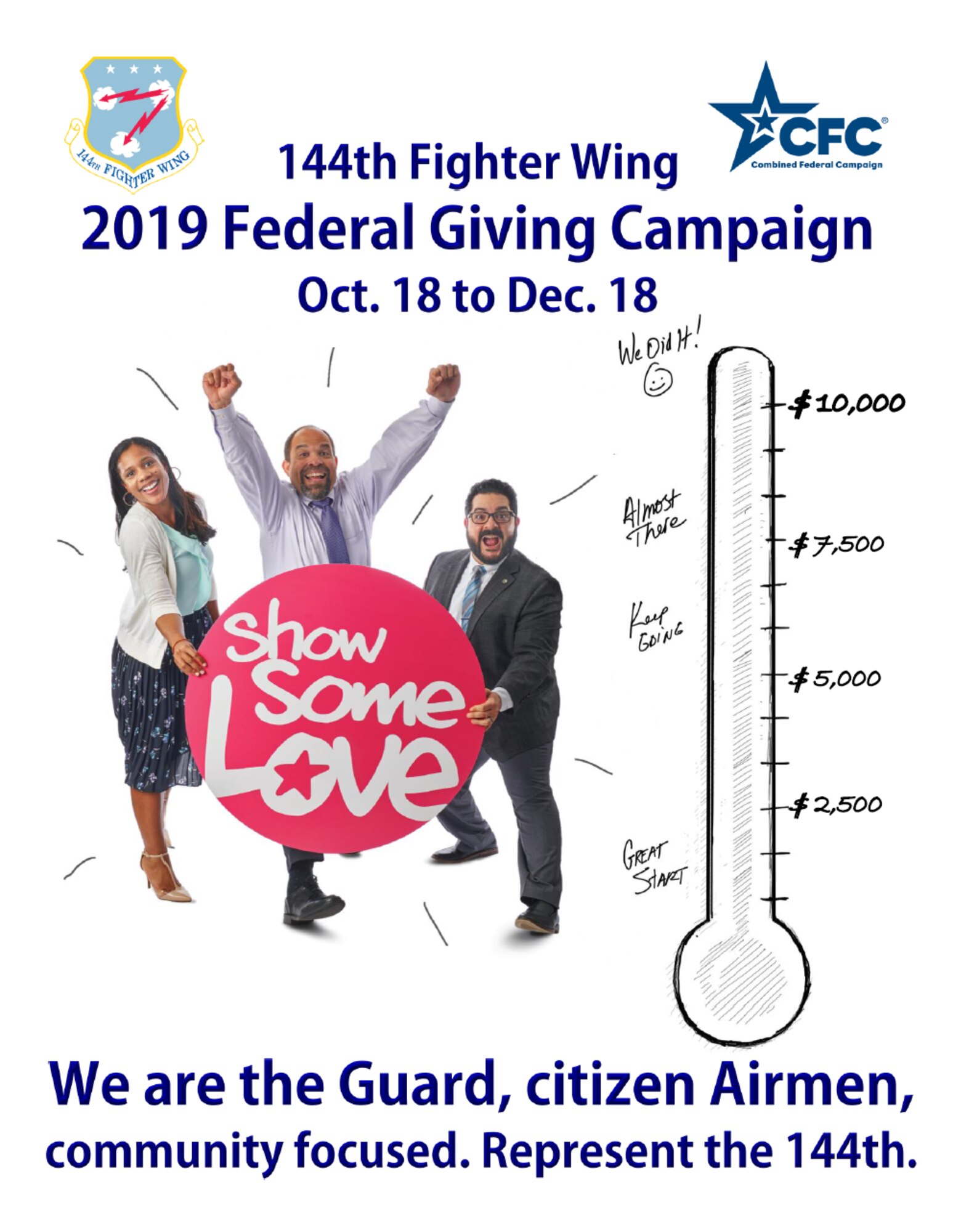 The 144th Fighter Wing hosted its annual Federal Giving Campaign Oct. 18, 2019 - Jan. 12, 2020, surpassing its fundraising goals.