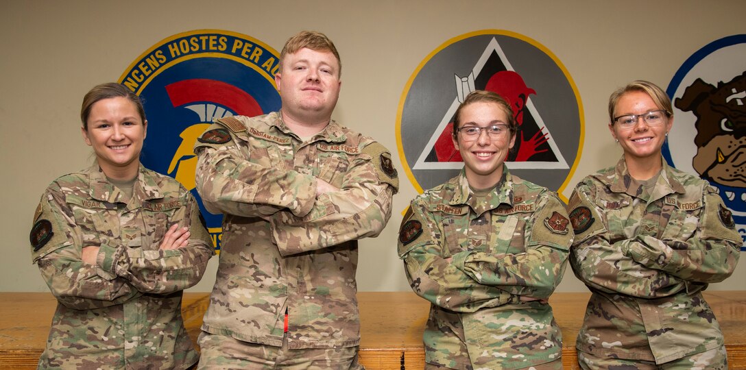 69th Expeditionary Bomb Squadron aircrew flight equipment Airmen pose for a photo at Andersen Air Force Base, Guam, Jan. 16, 2020.