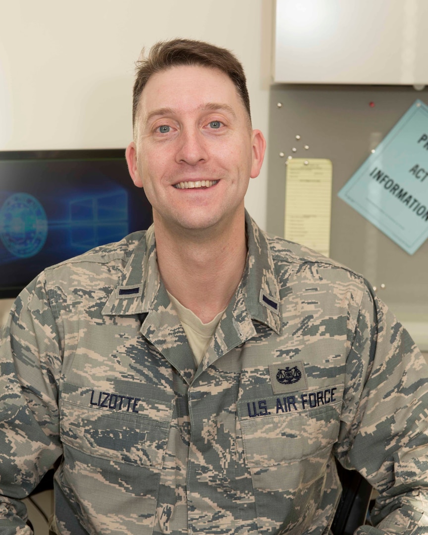 Photo of U.S. Air Force 1st Lt. Andrew Lizotte, judge advocate assigned to the 157th Air Refueling Wing, N.H. Air National Guard, Jan. 11, 2020, at Pease Air National Guard Base, N.H. Lizotte was named the Lowry Award winner upon graduation from the Introductory Officer Course at the Air Force’s Judge Advocate General’s School, Maxwell Air Force Base, Ala., in December 2019. The Lowry Award is named in honor of U.S. Air Force Maj. Robert L. Lowry, an Air Force judge advocate who was shot and killed in 1993 while safeguarding clients and staff from a gunman in the 21st Air Force legal office at McGuire Air Force Base. (U.S. Air National Guard photo by Staff Sgt. Victoria Nelson.)