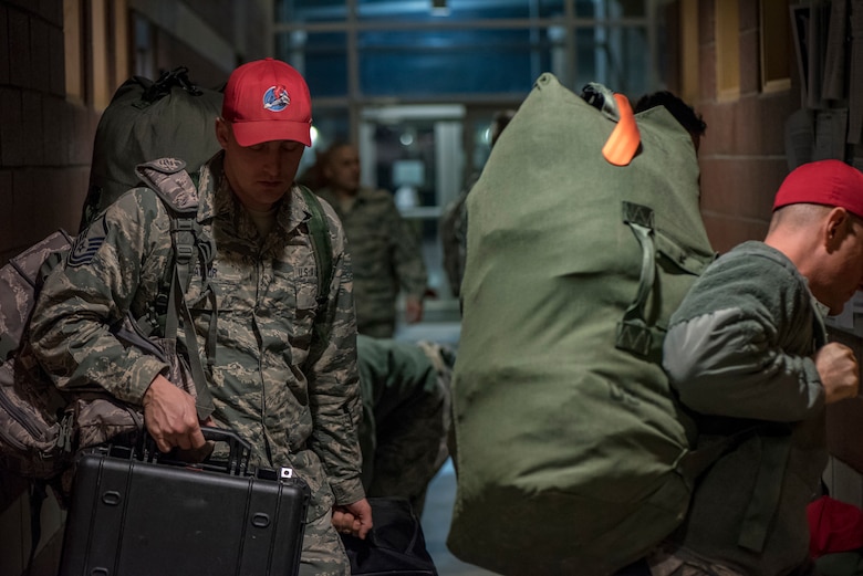 Airmen of the Ohio Air National Guard, 200th RED HORSE Squadron, Mansfield, Ohio, depart for Puerto Rico to help with earthquake relief efforts Jan. 17, 2020.