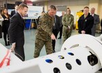 Jarred Kinder, engineer at Naval Surface Warfare Center Panama City Division, discusses mine countermeasures technology with Maj. Gen Tracy W. King, Director of Expeditionary Warfare (OPNAV N95) during a familiarization tour January 22.